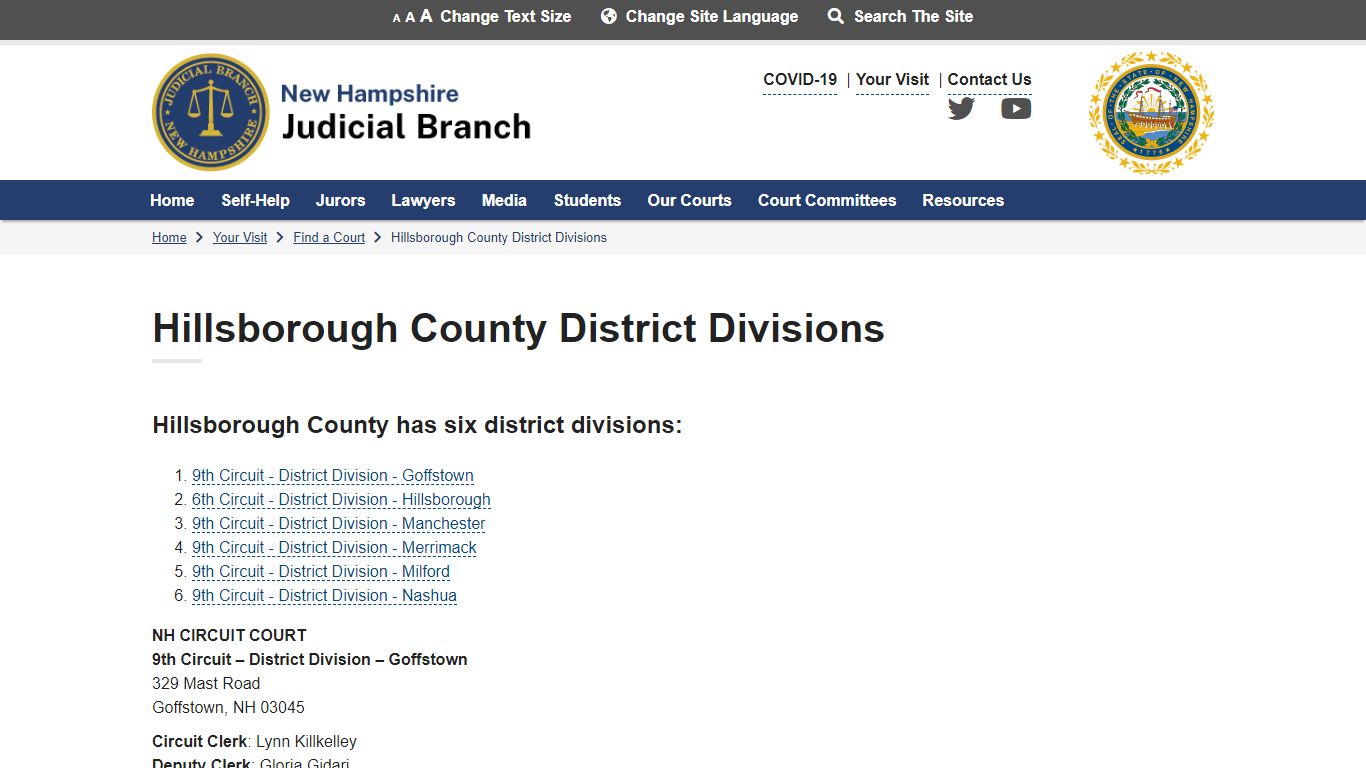 Hillsborough County District Divisions - New Hampshire Judicial Branch