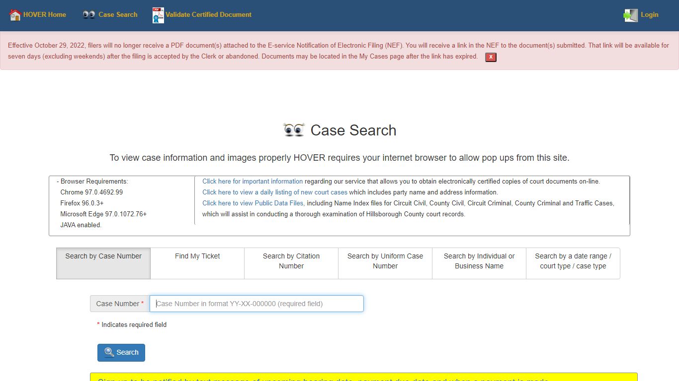 Case Search - Hover Home